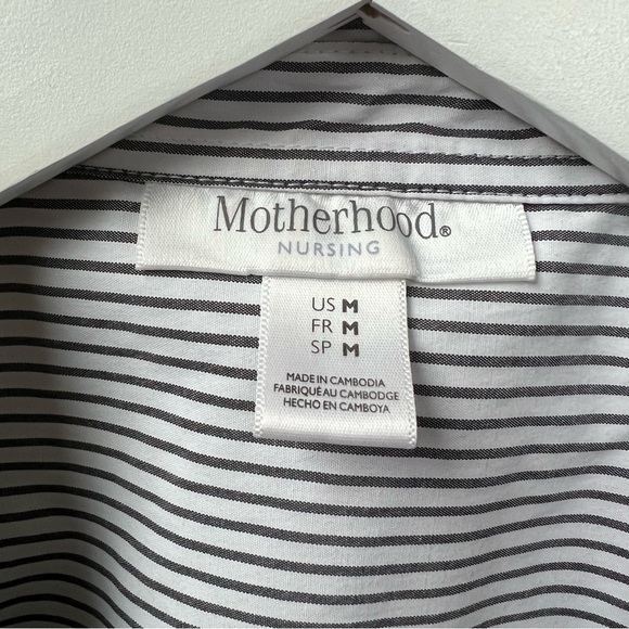 Motherhood Sleeveless Nursing Blouse Button Down, blue and white stripe - Picture 4 of 5